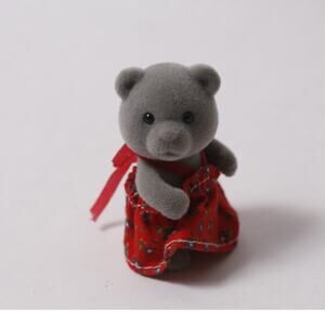 Sylvanian Families Evergreen Grey Bear Flocked Doll Figure ~ 260812-WH 589